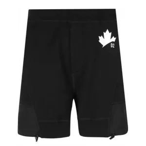 Dsquared2 Men's Black Maple Leaf Print Jersey Sweat Shorts - S BLACK