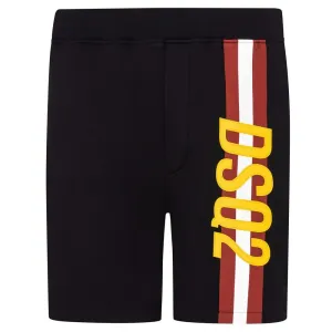 DSquared2 Men's Stripe DSQ2 Logo Jogger Shorts Black - BLACK L