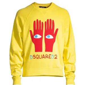 Dsquared2 Mens Eyes On Hands Sweatshirt Yellow - L Yellow