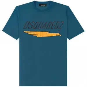 DSquared2 Men's Graphic Print 64 T-Shirt Blue - L BLUE