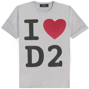 DSquared2 Men's 'I Love D2' Print T-Shirt Grey - GREY S