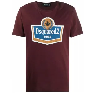Dsquared2 Men's Logo Print Cotton T-Shirt Burgundy - XL BURGUNDY