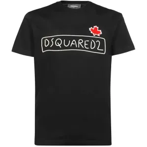 Dsquared2 Men's Maple Leaf Logo Doodle-Print T-Shirt Black - XXXL BLACK