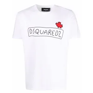 Dsquared2 Men's Maple Leaf Logo Doodle-Print T-Shirt White - L WHITE