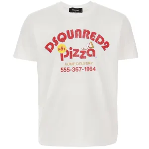 Dsquared2 Mens Pizza T-shirt White - S WHITE