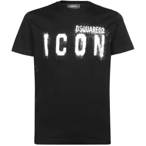 Dsquared2 Men's Spray Effect ICON Logo T-Shirt Black - L BLACK