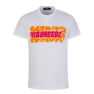 Dsquared2 Mens Wave Logo Cigar T-shirt White - XL WHITE