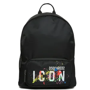 Dsquared2 Boys Icon Paint Splatter Backpack Black - ONE SIZE BLACK