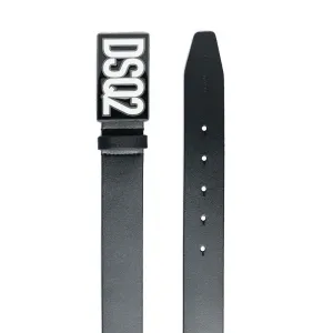 Dsquared2 Boys Logo Plaque Leather Belt Black - 16Y BLACK
