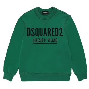 Dsquared2 Boys Ceresio Milano Logo Print Sweater Green - 6Y GREEN
