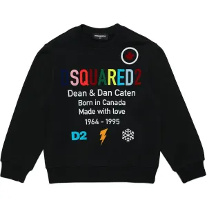 Dsquared2 Boys Logo Print Cotton Sweatshirt Black - 8Y BLACK #481372
