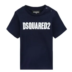 Dsquared2 Baby Boys Logo Print Cotton T-Shirt Navy - 12M NAVY