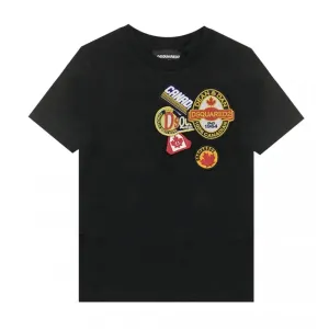 Dsquared2 Boys Badge T-shirt Black - BLACK 12Y