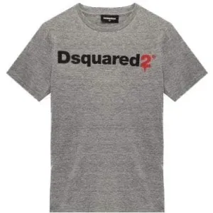 Dsquared2 Boys Cotton Logo Drip T-Shirt Grey - GREY 4Y