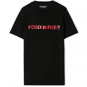 Dsquared2 Boys Hashtag T-shirt Black - BLACK 8Y