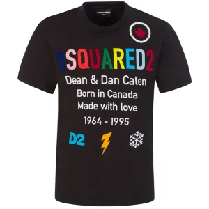 Dsquared2 Boys Logo Print Cotton T-Shirt Black - 10Y BLACK #481405