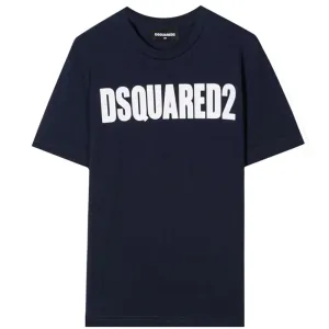 Dsquared2 Boys Logo Print Cotton T-Shirt Navy - 16Y NAVY