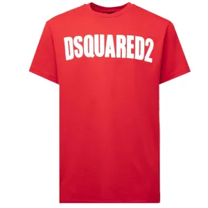 Dsquared2 Boys Logo Print Cotton T-Shirt Red - 12Y RED