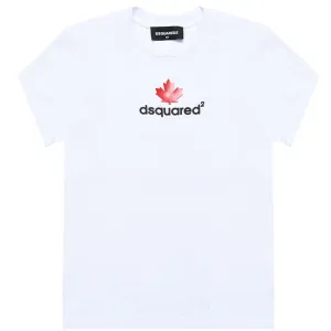 Dsquared2 Boys Logo Print Cotton T-Shirt White - 10Y WHITE
