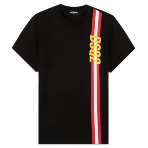 Dsquared2 Boys Logo Stripe T-Shirt Black - BLACK 10Y