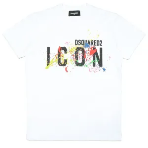 Dsquared2 Boys Paint Splatter Logo T-shirt White - 8Y WHITE
