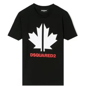Dsquared2 Boys Sport Maple Leaf T-Shirt Black - BLACK 10Y