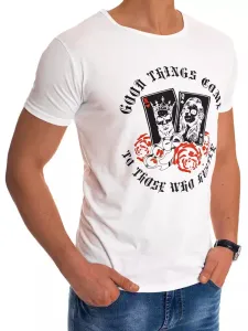 White men's T-shirt RX4478 with print