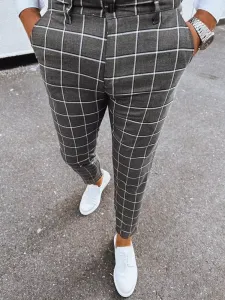 Men's Dark Grey Checkered Chino Trousers Dstreet #1993474