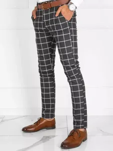 Dark Grey Checkered Men's Chino Trousers Dstreet