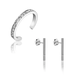 Emily Westwood Elegante set di gioielli minimalista in acciaio WS070S (orecchini, anello)