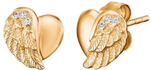 Engelsrufer Orecchini in argento placcato oro rosa Cuore con ala d'angelo e zirconi ERE-LILHW-STG