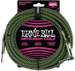 Ernie Ball P06066 Nero-Verde 7,5 m Dritto - Angolo