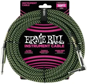 Ernie Ball P06077-EB Nero-Verde 3 m Dritto - Angolo