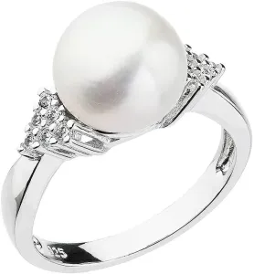 Evolution Group Anello in argento con perla bianca d’acqua dolce e zirconi 25002.1 54 mm