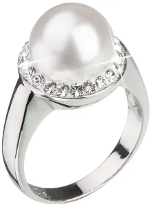 Evolution Group Anello in argento con perla e cristalli Swarovski London Style 35021.1 52 mm