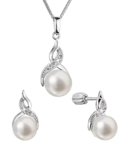 Evolution Group Lussuosa parure in argento con vere perle e zirconi 29054.1B (orecchini, catenina, pendente)