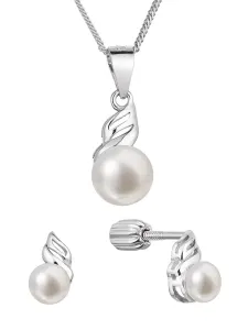 Evolution Group Parure di gioielli affascinante in argento con vere perle 29046.1B (orecchini, catenina, pendente)