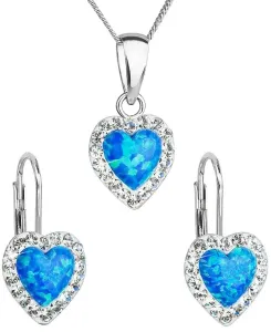 Evolution Group Set di gioielli con cristalli Preciosa 39161.1 opale blu (orecchini, catena, pendente)