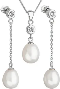 Evolution Group Set di gioielli con perle e zirconi Pavona 29005.1 AAA bianco (orecchini, collana, pendente)
