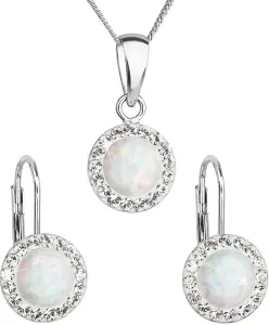 Evolution Group Set di gioielli scintillanti con cristalli Preciosa 39160.1 opale bianco (orecchini, catena, pendente)