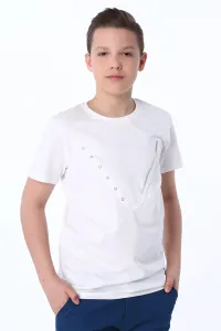 Boys' white T-shirt with sewn application #1435051