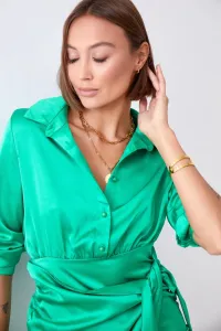 Green shirt dress with tie at the front #1441634