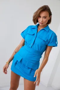Women's overall with short legs of turquoise color