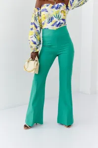Elegant green women's trousers with flared legs #1441457