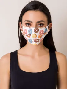 White protective cotton mask with print