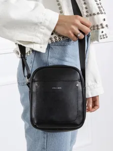 Black small handbag made of eco leather