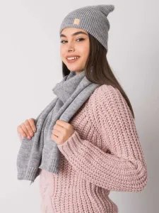 RUE PARIS Grey winter set with hat and scarf