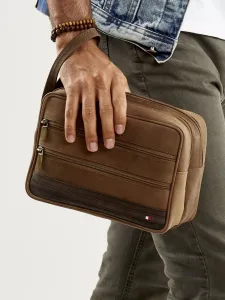 Light brown leather men's handbag with handle