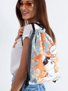 Grey backpack bag with color print