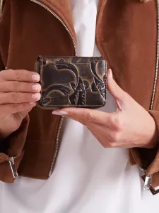 Black-brown embossed women's wallet